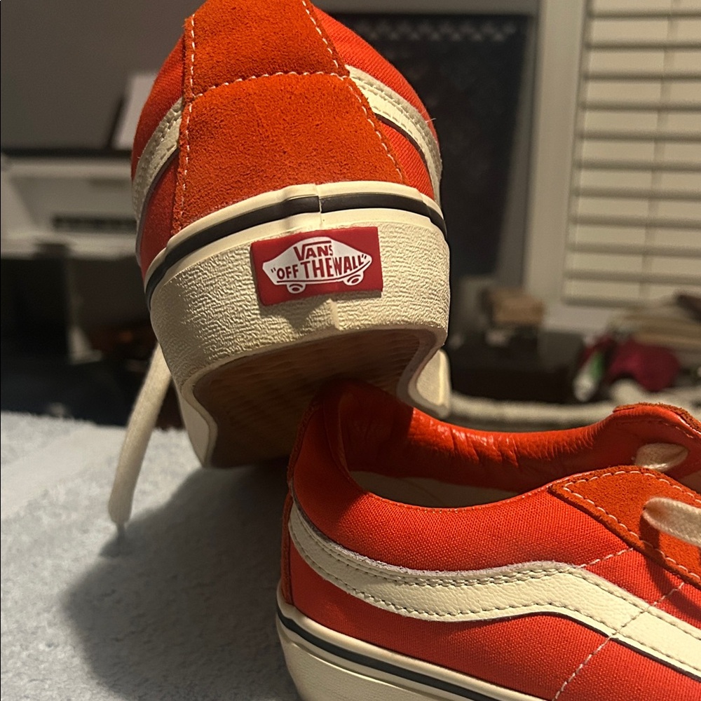 Vans  Bright Orange and Cream Sneakers